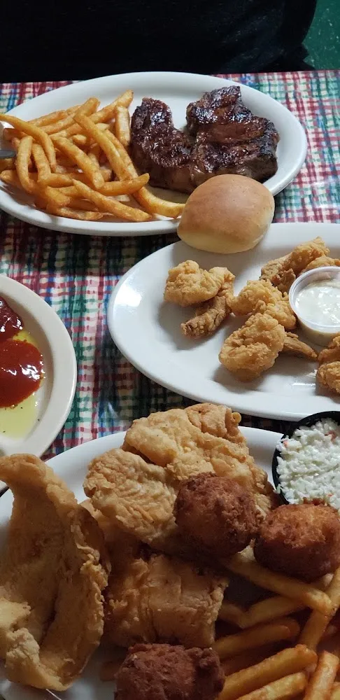 Ribeye Steak Flounder and a Side of Shrimp